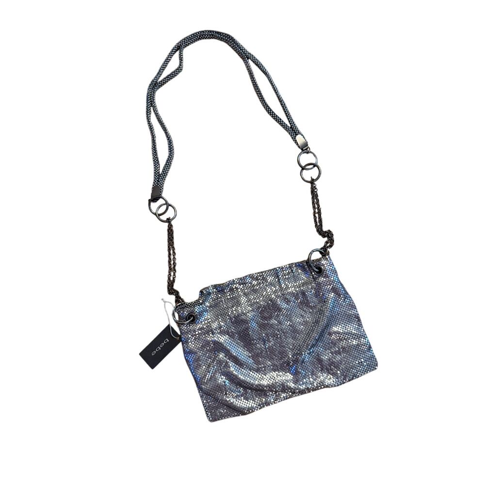 NWT Bebe Vintage Pewter Metal Mesh Chainmail Crossbody Bag Ibiza Style RARE